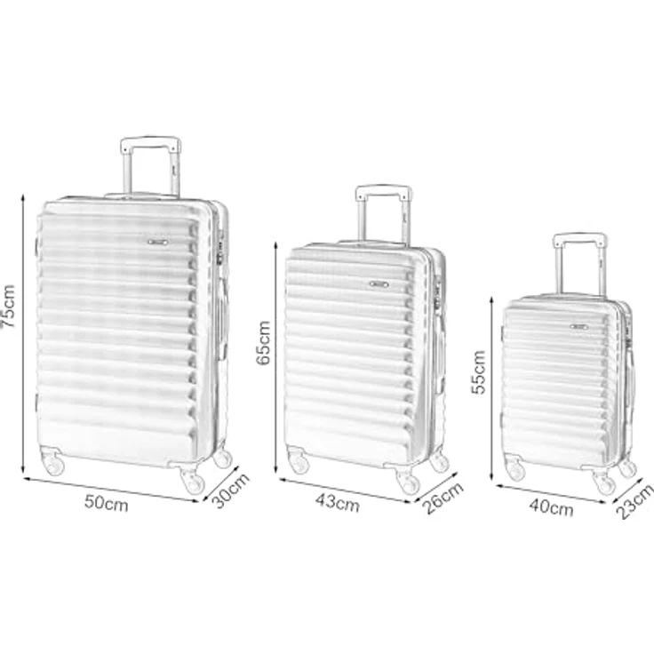 pro.tec Pona Koffer Set 3-teilig, ABS Hartschalenkoffer mit 4 Rollen, TSA Zahlenschloss, inkl. Kofferwaage und Gepäckanhänger, blau – Bild 2