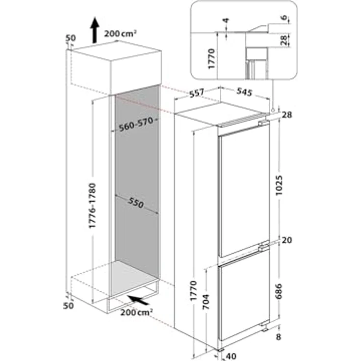 Bauknecht KGIL 18F2 P Kühl-Gefrierkombination, Einbau, Energieklasse E – Bild 3