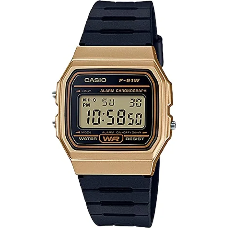 Casio Lässige Herrenuhr Classic F-91WM-9ACF, Quarz, digitale Sportuhr mit Alarm und Chronograph, schwarz