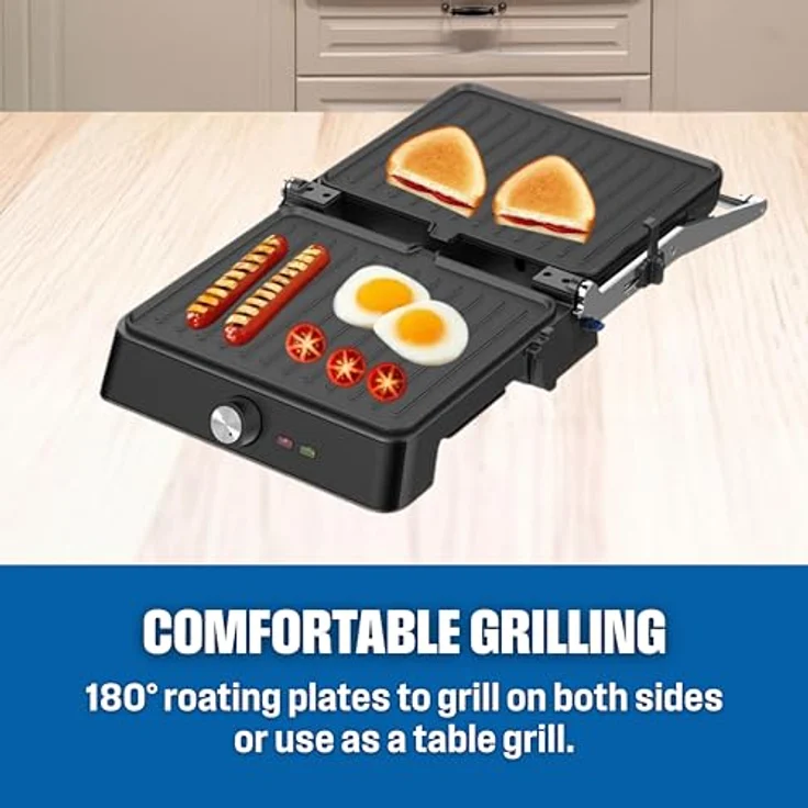 Westinghouse Kontaktgrill WKCG907BK, 2200 W, Antihaftbeschichtung, höhenverstelbar, 29 x 24 cm Grillfläche – Bild 5
