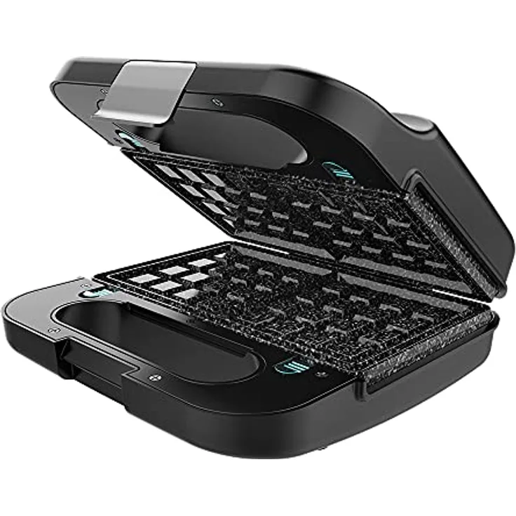 Cecotec Rock'nToast 4in1 Sandwichmaker. 1000 W, 4 abnehmbaren und austauschbaren Platten, RockStone Antihaft-Beschichtung,Platte für 2 Brotscheiben, Edelstahl-Finish., Schwarz