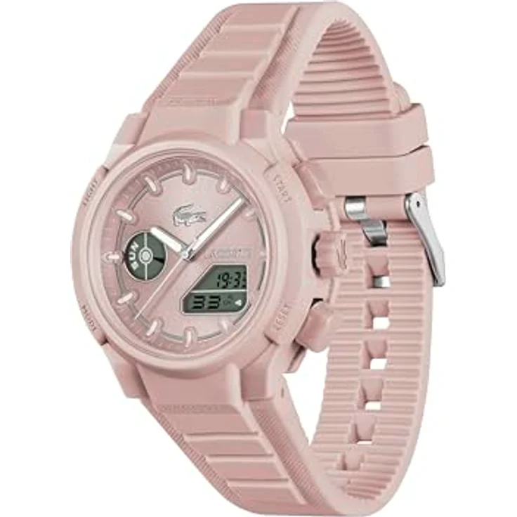 Lacoste LC33 Analoge-Digitale Multifunktions-Quarzuhr für Damen mit Blush Silikonarmband, 40mm TR90 Gehäuse, Wasserdicht bis 10ATM, Weltzeituhr und Stoppuhr – Bild 3