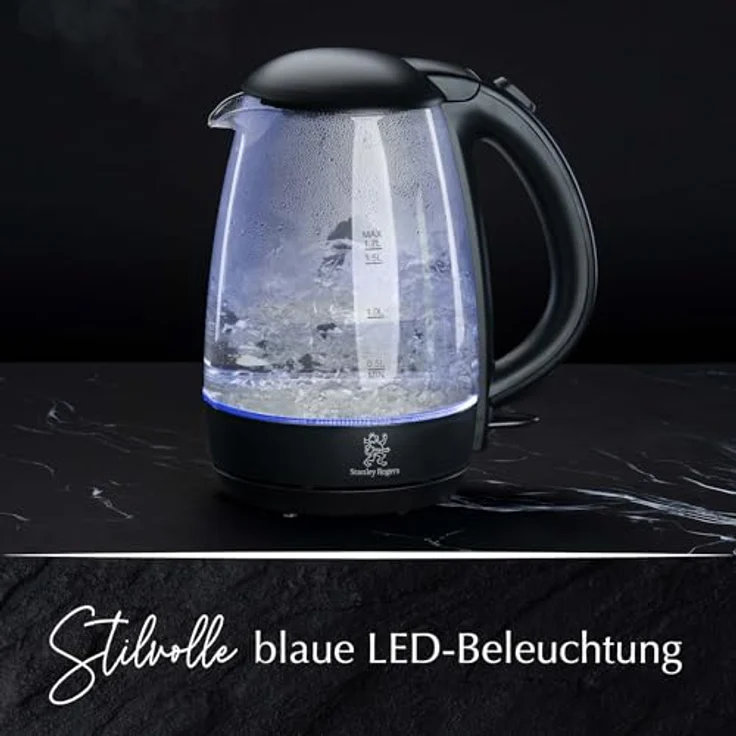 Stanley Rogers Glas-Wasserkocher 1,7L mit LED-Betriebsanzeige, Überhitzungs- und Trockenauslaufschutz, kabelbetrieben, 2200 W – Bild 4