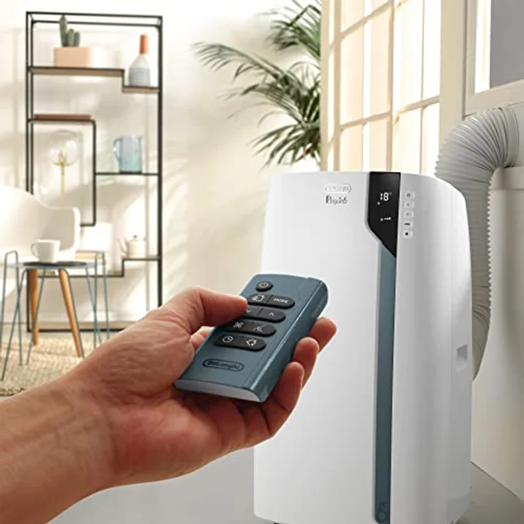 De'Longhi Pinguino PAC EX105 Mobiles Klimagerät mit EcoRealFeel-Technologie, 10.000 BTU/h, für Räume bis 100m³, Entfeuchtungs- & Ventilationsfunktion, 24h-Timer, Energieeffizienzklasse A+++, Weiß – Bild 2