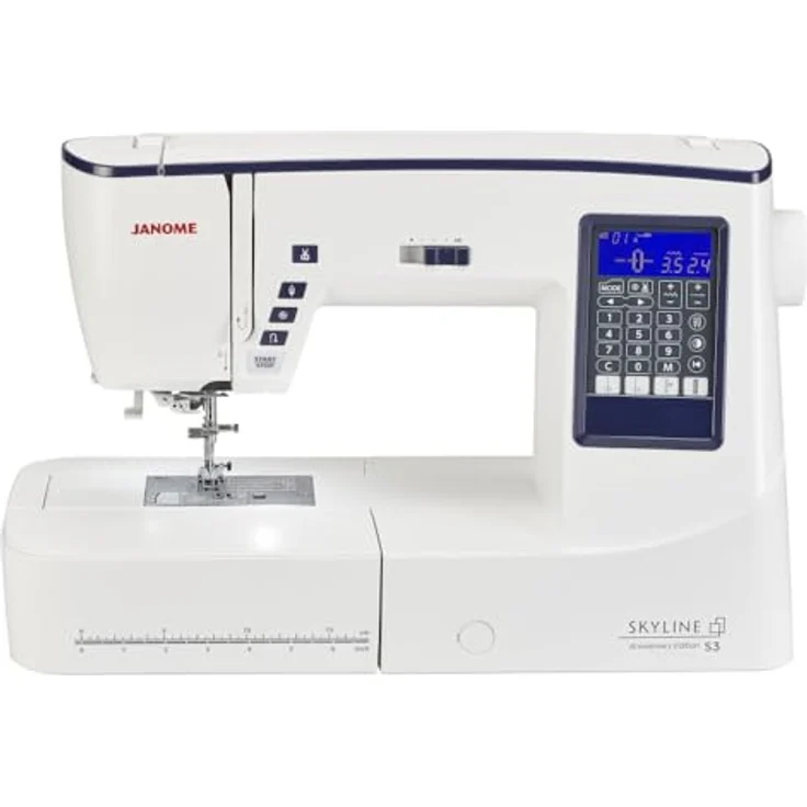 Janome Skyline S3 Anniversary Edition Nähmaschine mit 120 Stichen und leisem Betrieb, weiß – Bild 2