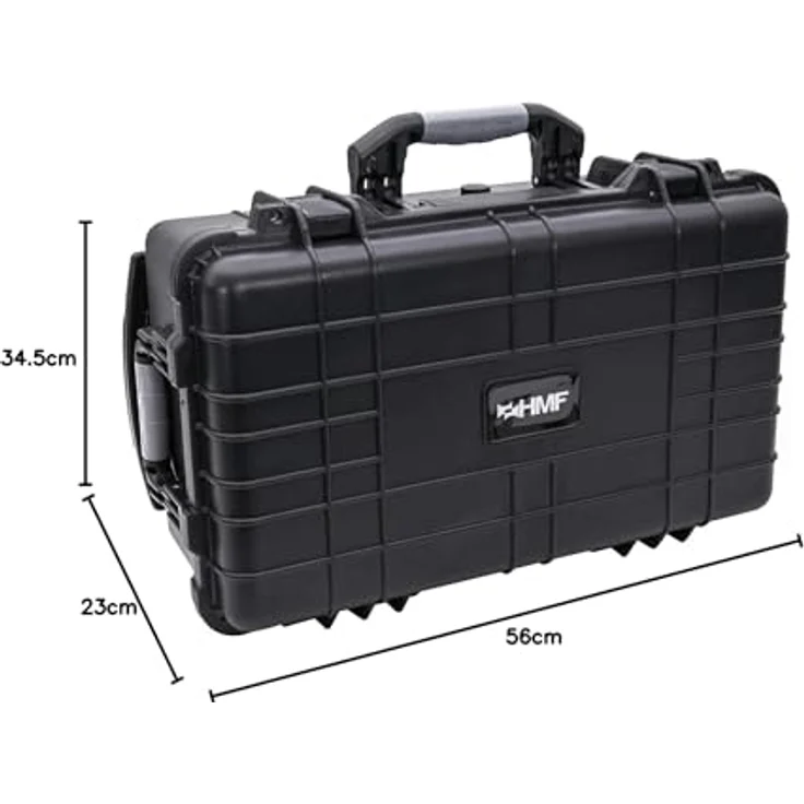 HMF Hartschalen-Trolley Outdoor-Trolley, Fotokoffer mit Rasterschaumstoff, 56 x 34,5 x 23 cm, schwarz – Bild 11