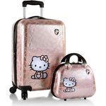 Heys Kinderkoffer Kinderreiseset Hello Kitty, roségold, 2-teilig mit 4 Rollen, erweiterbar, Handgepäck und Kosmetikkoffer