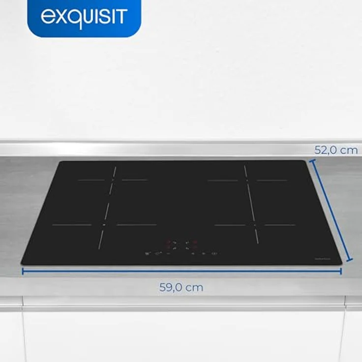 Exquisit Kochfeld EKI 600-SF-B-380 | Induktion | Touch | Timer | 4 Kochzonen | Rahmenlos | 7000 W, Schwarz – Bild 4