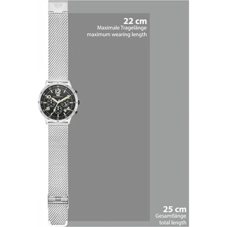 Rhodenwald & Söhne Herren Chronograph Uhr, analog Quarzwerk mit Edelstahl Armband, 43,8 mm, schwarz, wasserdicht bis 5 ATM, 10010445 – Bild 2