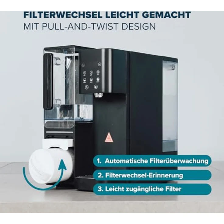 Health Rise Pure Water Pro Umkehrosmose Wasserfilter mit Heißwasserspender, 4,5 Liter Tank, schwarz – Bild 8