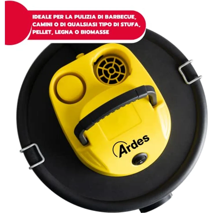 Ardes Ashpiro 12 800 AW, Nass- und Trockensauger für kalte Asche, 12 L, Schwarz/Gelb – Bild 2