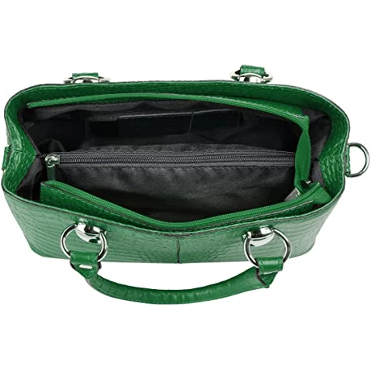 Cluty Umhängetasche, echt Leder im Kroko-Design, Made in Italy, abnehmbarer Schultergurt, 2-geteiltes Hauptfach – Bild 6