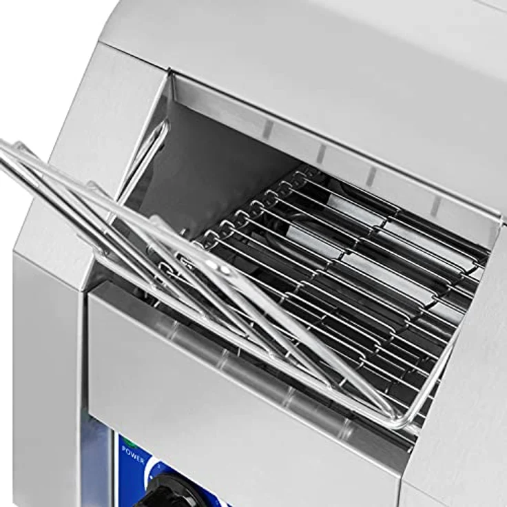 vertes Durchlauftoaster Toaster mit Laufband aus Edelstahl (1340W, 230V, Gastro Profi für Toast und Burger Buns, Zugabefach, 2 Ausgabefächer, 7 Geschwindigkeitsstufen, Krümelschublade, 2 Modi) - Gastro Edelstahl Durchlauftoaster, 7 Stufen, Burger Bun & Toast Modi – Bild 5