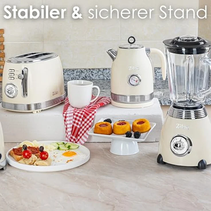 Zilan Retro Wasserkocher Edelstahl 1,7L, kabellos mit 360° Basis, 2200W, verdecktes Heizelement, Abschaltautomatik, Trockenlaufschutz, Ein/Aus-Schalter mit blauer LED – Bild 8