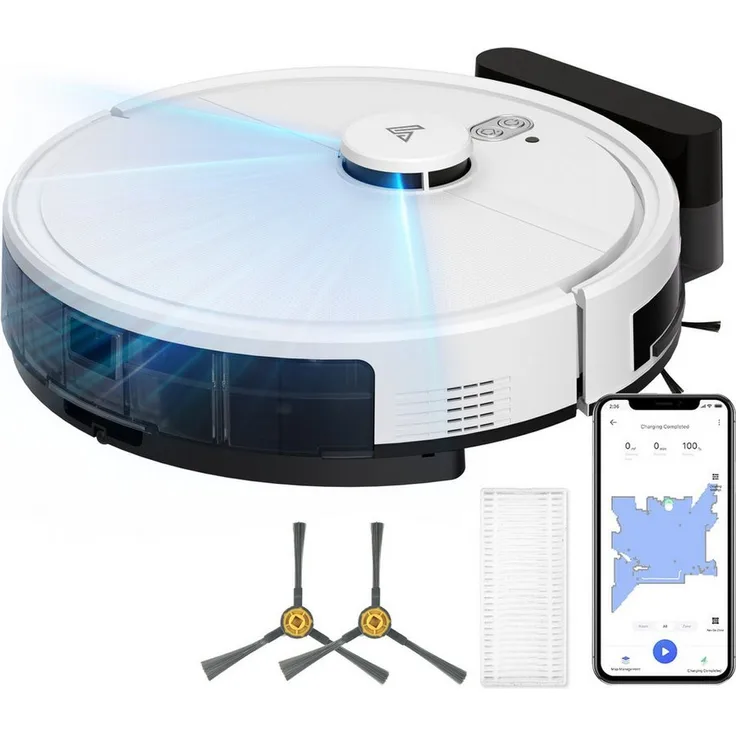 Ruzava Y580 Saugroboter 6000 Pa mit Wischfunktion, AI App, mit Beutel, 3-in-1 Reinigungssystem