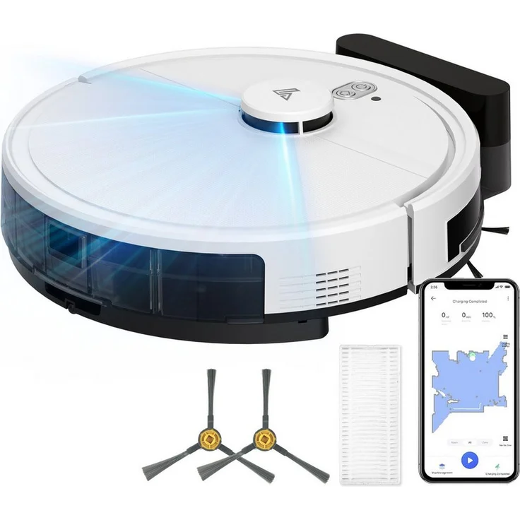 Ruzava Y580 Saugroboter 6000 Pa mit Wischfunktion, AI App, mit Beutel, 3-in-1 Reinigungssystem