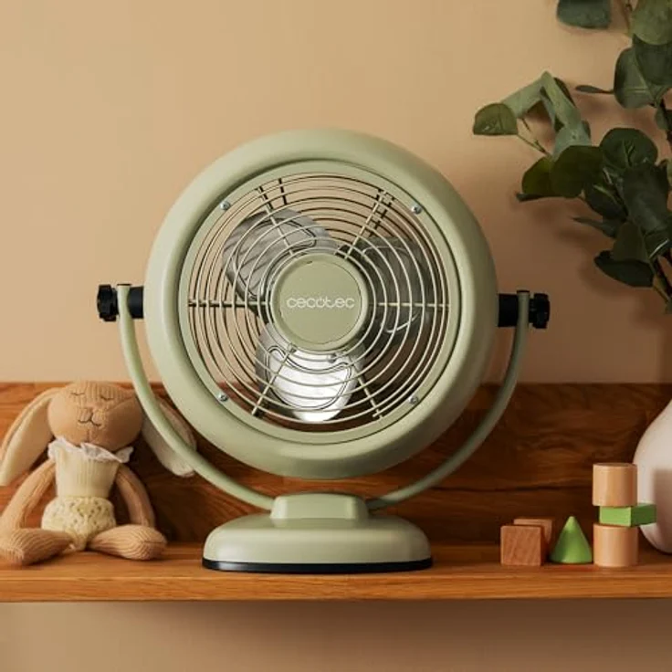 Cecotec EnergySilence 800 RetroDesk, Tischventilator mit 20 W Leistung, 20 cm Durchmesser, 3 aerodynamischen Flügeln, 2 Geschwindigkeiten, einstellbarer Neigung, stabile Basis, Grün – Bild 2