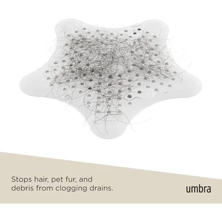 Umbra Starfish Abfluss Haarfänger mit 5 Starken Saugnäpfen – Silikon Abflusssieb und Haar Stopper für Dusche, Badewanne, Waschbecken und Spüle – Hält Abflüsse Frei von Haaren und Kleinteilen, Weiß – Bild 4
