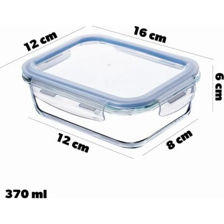 KADAX Glasbehälter Set mit Deckel, 3 Größen 370/640/1040 ml, luftdicht und spülmaschinen- / mikrowellengeeignet, für Meal Prep – Bild 2