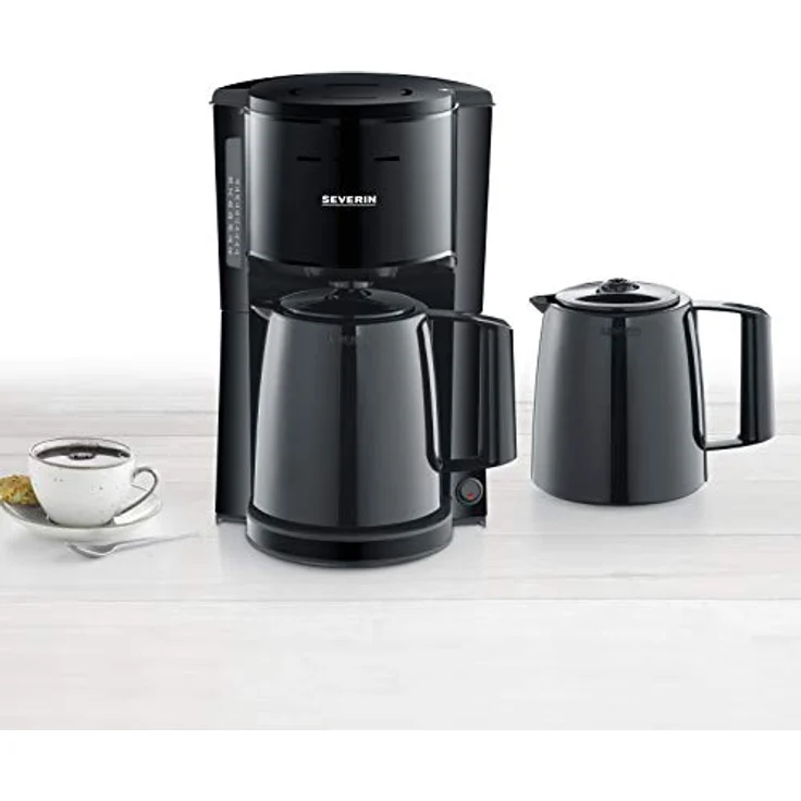 SEVERIN Filterkaffeemaschine mit 2 Thermokannen, Kaffeemaschine für bis zu 8 Tassen je Kanne, Filtermaschine mit 2 Isolierkannen, schwarz, KA 9307 – Bild 5