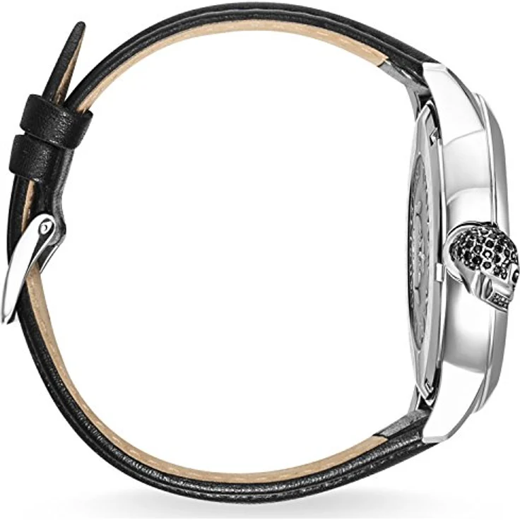 THOMAS SABO Herren Analog Quarz Uhr mit Leder Armband WA0297-218-203-46 mm, stylisches Ziffernblatt, wasserdicht - Schwarz – Bild 2