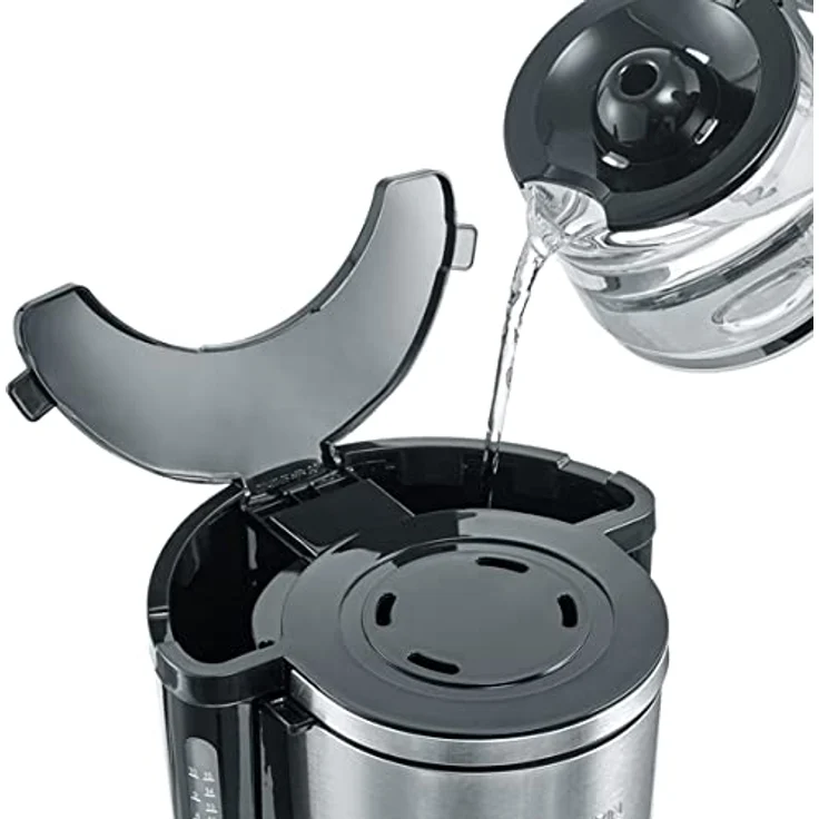 SEVERIN KA 4822 Type Kaffeemaschine (Für gemahlenen Filterkaffee, 10 Tassen, Inkl. Glaskanne) edelstahl-schwarz – Bild 6