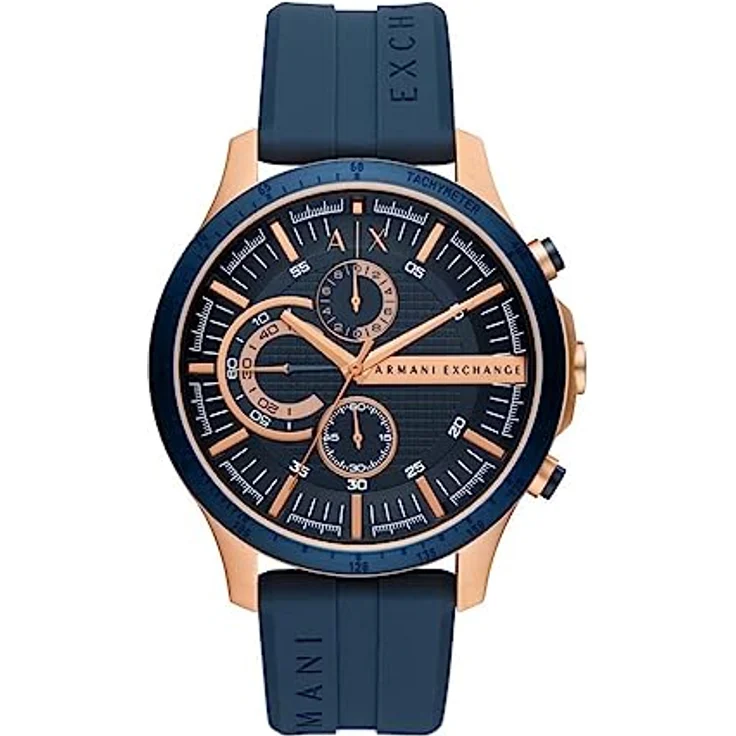 Armani Exchange Herren Quarz-Chronograph Uhr mit blauem Silikonband AX2440, wasserdicht bis 50 m – Bild 1