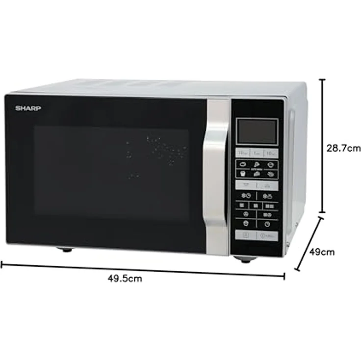 Sharp R-860S 3-in-1 Mikrowelle mit Grill und Heißluft, Standgerät, 25 Liter Garraum, 900 Watt, 49 cm, Programmautomatik, Gewicht und zeitgesteuertes Auftauen, edelstahl – Bild 11