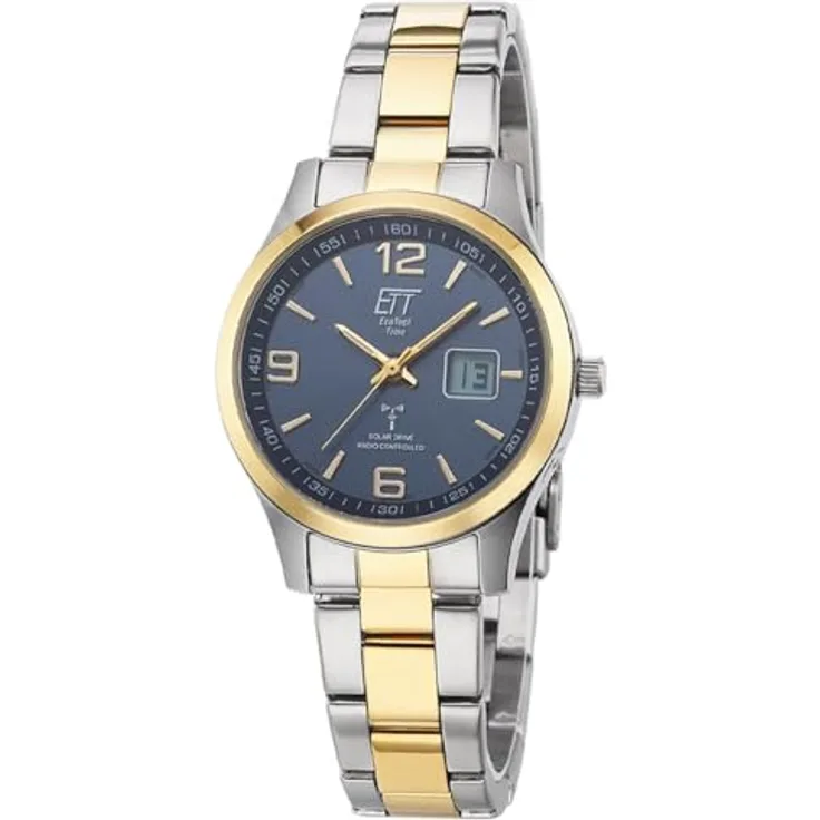 ETT Eco Tech Time Funk Solar Damen Uhr Analog mit Edelstahl Armband ELS-11600-32M