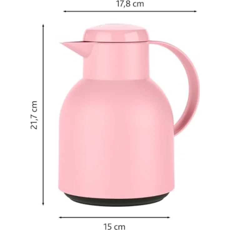 Emsa F4010300 Samba Isolierkanne (1 Liter, Quick Press Verschluss, 12h heiß, 24h kalt) puder-rosa – Bild 5
