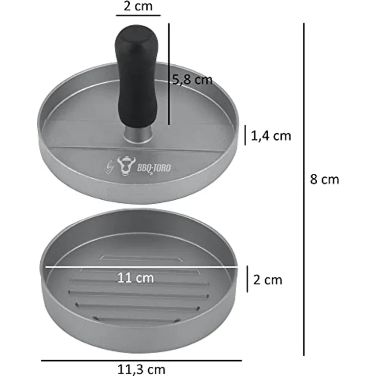 BBQ-Toro Aluminium Burgerpresse | Ø 11,8 cm | Grau | Fleischformer | Hamburgerformer mit Antihaftbeschichtung | für BBQ, Grill und Küche | Hamburgerpresse, Burgerpattypresse, Frikadellenformer – Bild 4