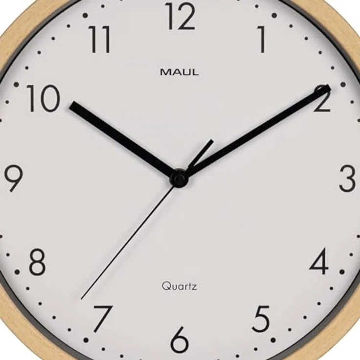 Maul 9051470 Quarz Wanduhr, 30cm Holzoptik mit schleichendem Sekundenzeiger, weißes Ziffernblatt – Bild 8