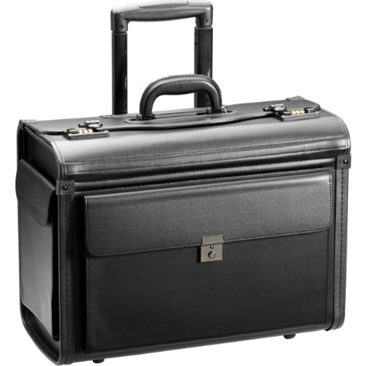 D&N Koffer Business & Travel Schwarz (36 l, S) aus PU Leder mit 2 Seitentaschen – Bild 1