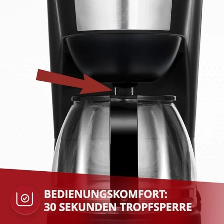 MPM MKW-12 Filterkaffeemaschine, 1,25 Liter mit Tropfstoppsystem und automatischer Abschaltung, schwarz – Bild 4