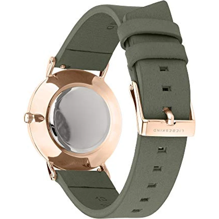 Liebeskind Berlin DamenArmbanduhr Analog Quarz Leder LT-0204-LQ, Roségold mit Olivgrünem Lederband, Extra-flaches Gehäuse, 5 Bar wasserdicht – Bild 4