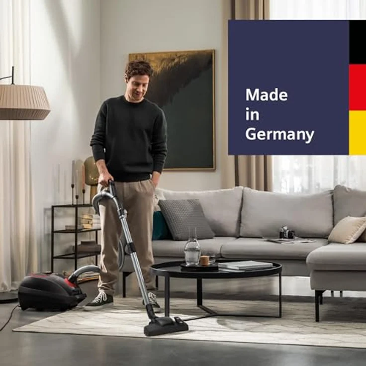 SIEMENS Staubsauger mit Beutel Z7.0 VSZ7XTRM, ideal für Allergiker, Hygiene-Filter, leise, für Parkett, Teppich, Fliesen, XXL-Polsterdüse, XXL-Fugendüse, langes Kabel, Made in Germany, 750 W, grau – Bild 2