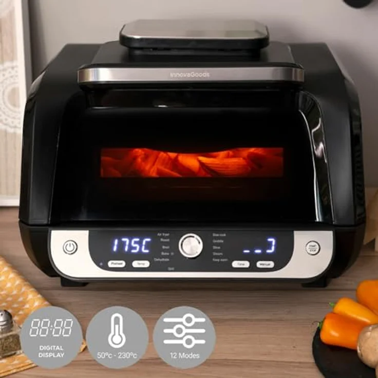 InnovaGoods Air Fryer Fryinn 12-in-1, Ölfreie Fritteuse mit Grill, 3400 W, Schwarz, 6 L – Bild 8