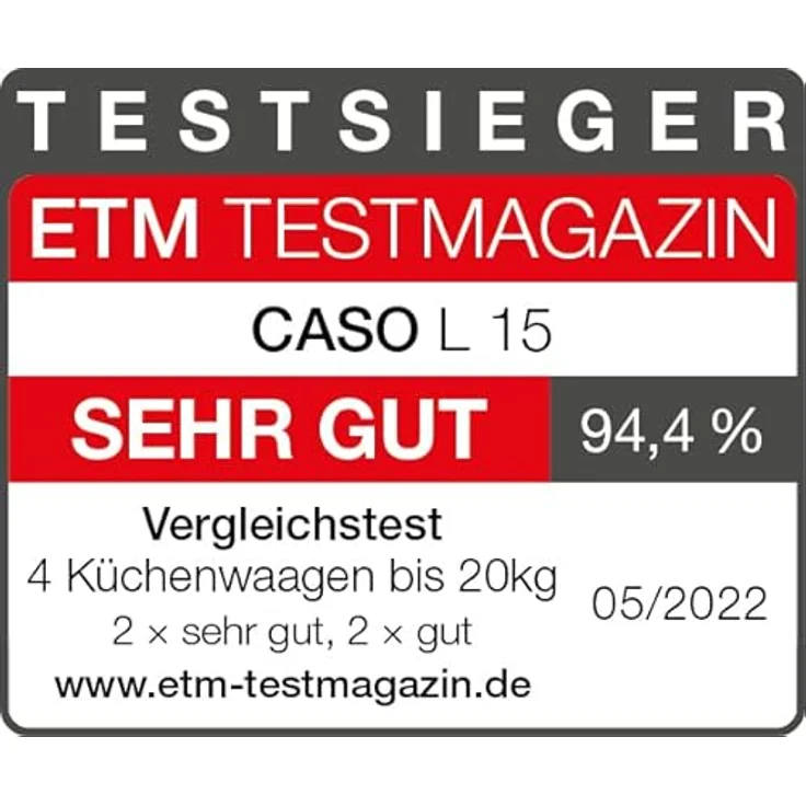CASO L15 Design Küchenwaage, digitale Küchenwaage mit extra großer Wiegefläche (30x22 cm) aus gebürstetem Edelstahl, Wiegeskala bis max. 15kg, digital, großes Display, HOLD Funktion – Bild 6