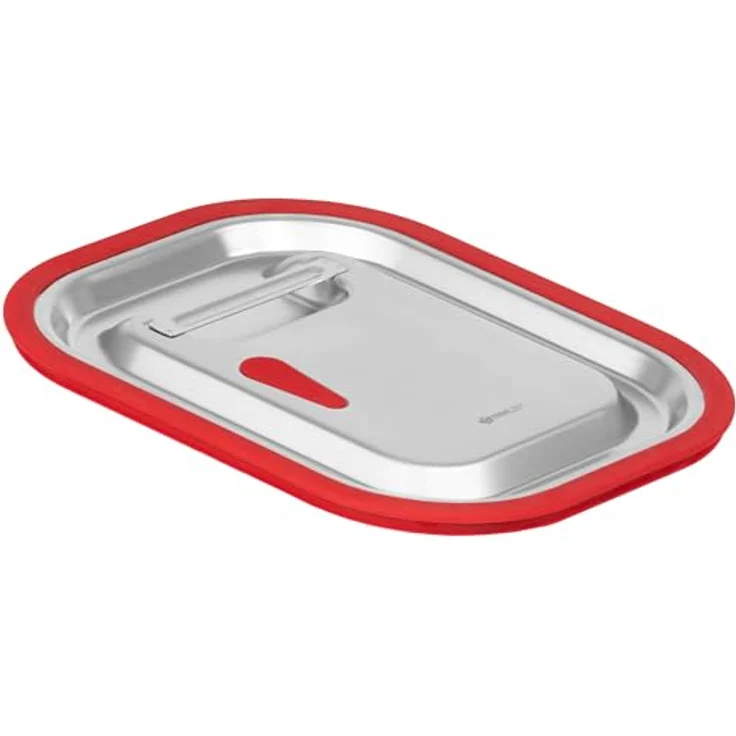 Mahlzeit GN Behälter Deckel mit Silikonrand für GN 1/2 | Edelstahl Gastronomiebehälterdeckel mit Vakuumablassventil und praktischem Griff, luftdichter Verschluss, ideal für Catering und Lebensmittelaufbewahrung – Bild 2