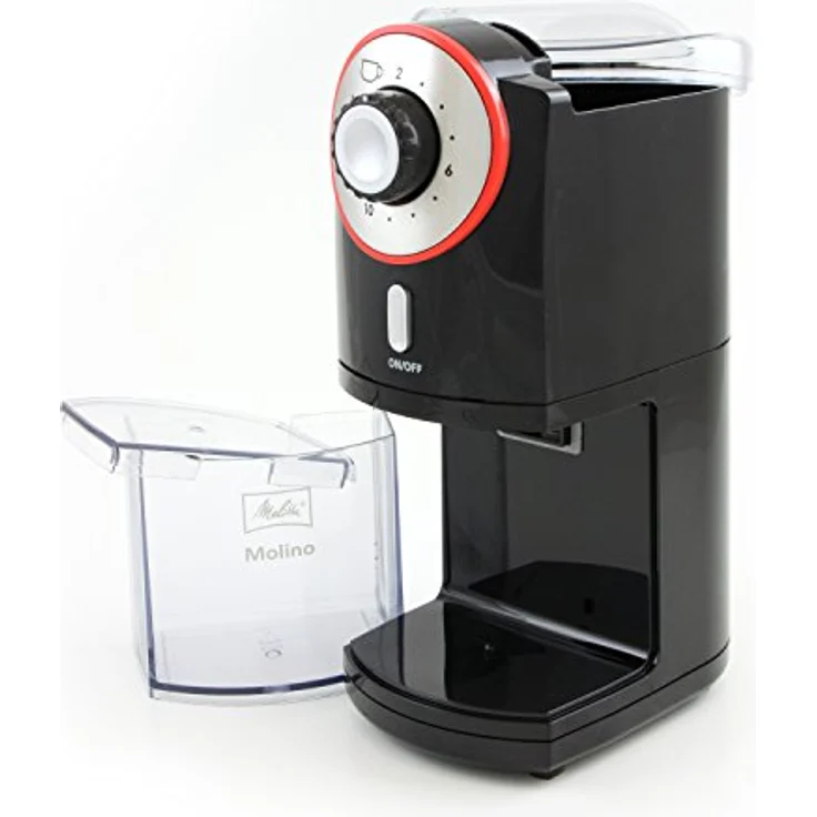 Melitta Molino Kaffeemühle, 1019-01, Elektrische Kaffeemühle, flache Mahlscheibe, Schwarz/Rot, CD - Molino - rote Matte – Bild 3