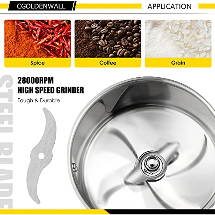 CGOLDENWALL 300-2500g Verbesserte Getreidemühle mit Open-Cover-Stop Unique Sicherheit Design Elektrische Mühle für Trockenes Material wie Kräuter/Getreide/Gewürze/Pfeffer – Bild 8