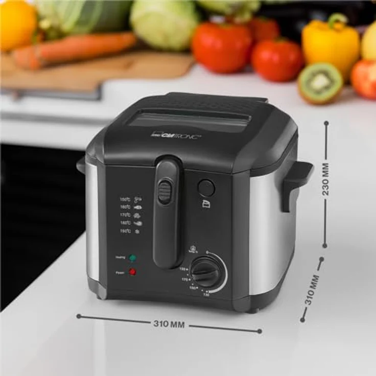 Clatronic FR 3649 Fritteuse, 1600 W, 2.5 L Öl-Fett Füllmenge, Stufenlos regelbarer Thermostat 130°C - 190°C, Edelstahlapplikation, schwarz – Bild 6