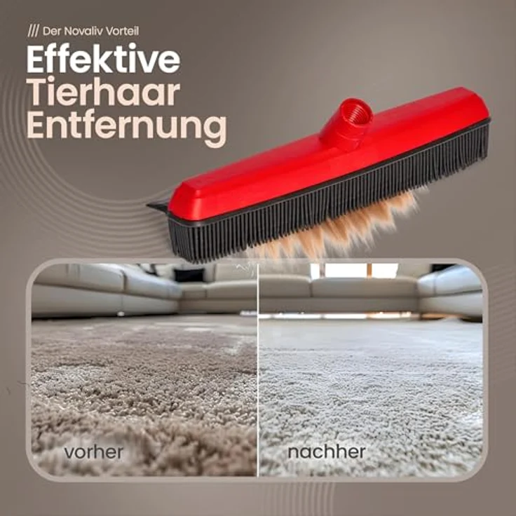 Novaliv Kehrgarnitur 19706-19705-19522, Gummibesen mit Teleskopstiel und Kehrgarnitur für Friseure, vielseitig einsetzbar auf verschiedenen Bodenbelägen, Made in Germany – Bild 8