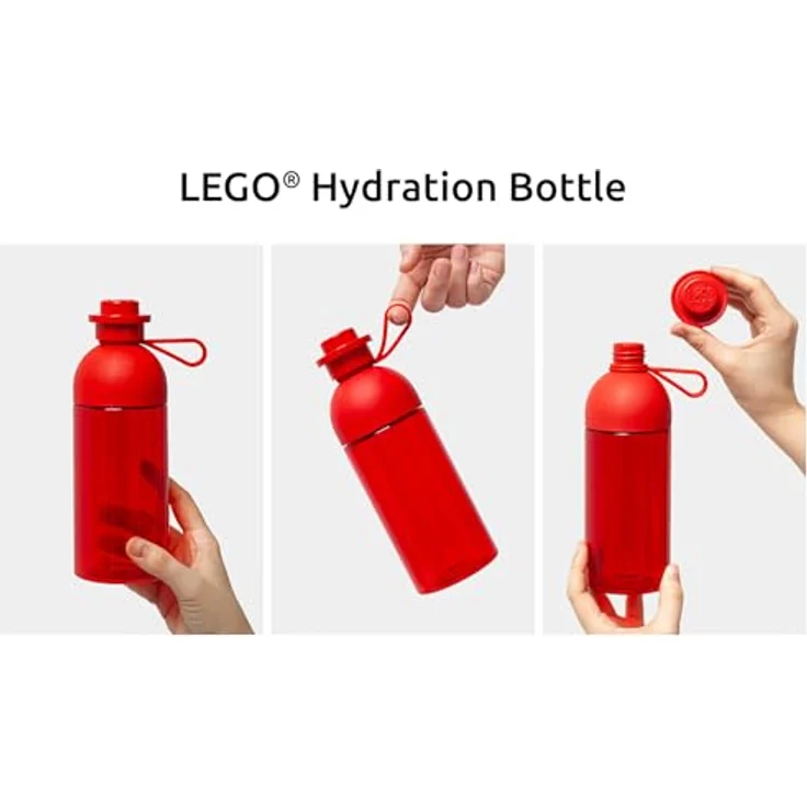 LEGO Trinkflasche, durchsichtige Trink--Sportflasche, 500 ml, zum Befüllen mit Eis, rot – Bild 6