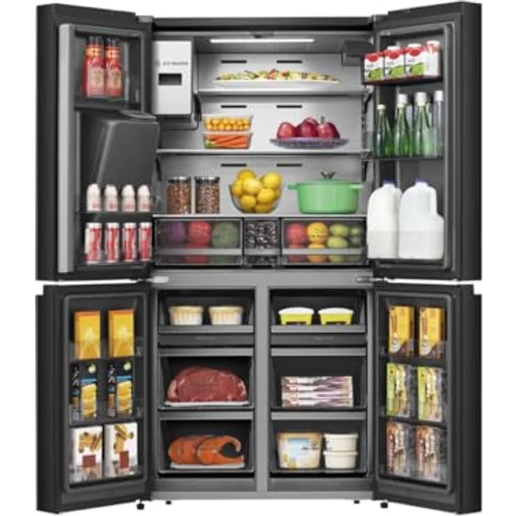 Hisense RQ760N4IFE, Side-by-Side Kühlschrank mit 477l Gesamtinhalt, Edelstahl (dark inox), NoFrost, Wasser- und Eiswürfelspender, Touchscreen – Bild 5