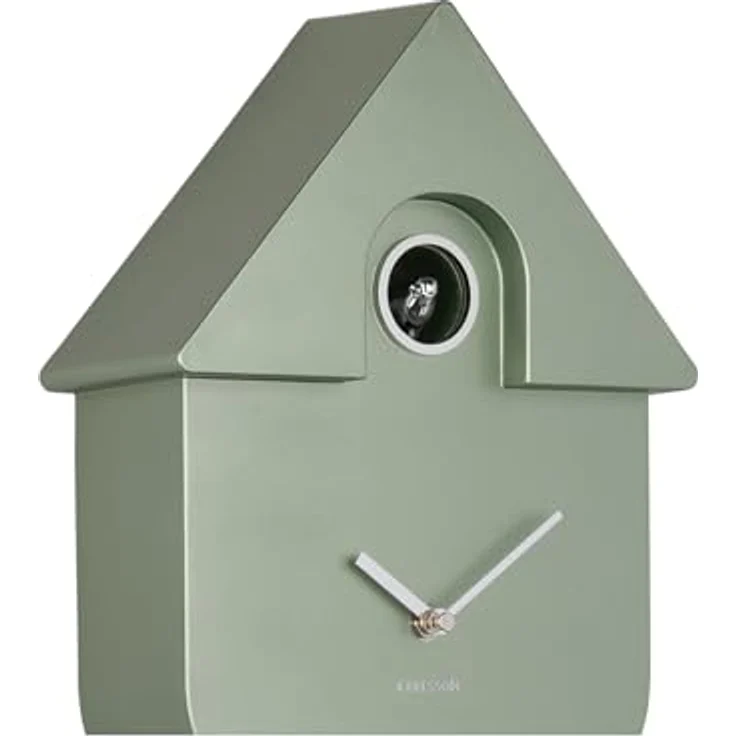 Karlsson Kuckucksuhr Modern Cuckoo Metallic, rechteckige Wanduhr in Grün, 21.5x8.5x41cm, aus Thermoplast, für Wohnzimmer, AA-Batteriebetrieb – Bild 3