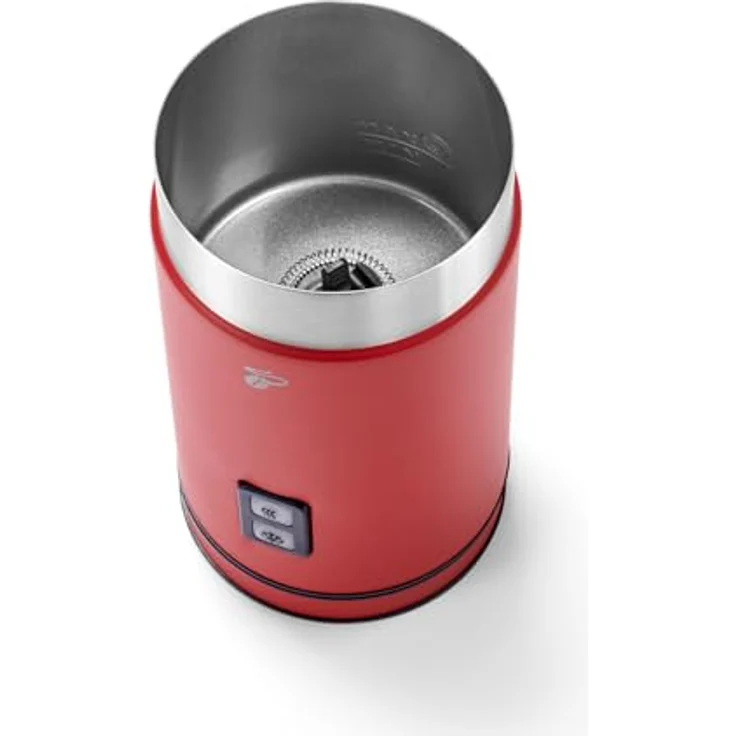 Tchibo elektrischer Milchaufschäumer, 130ml Fassungsvermögen, aus rostfreiem Edelstahl, Antihaftbeschichtung, warmer und kalter Milchschaum, für Latte Macchiato, Cappucino und Kakao (Rot) – Bild 3