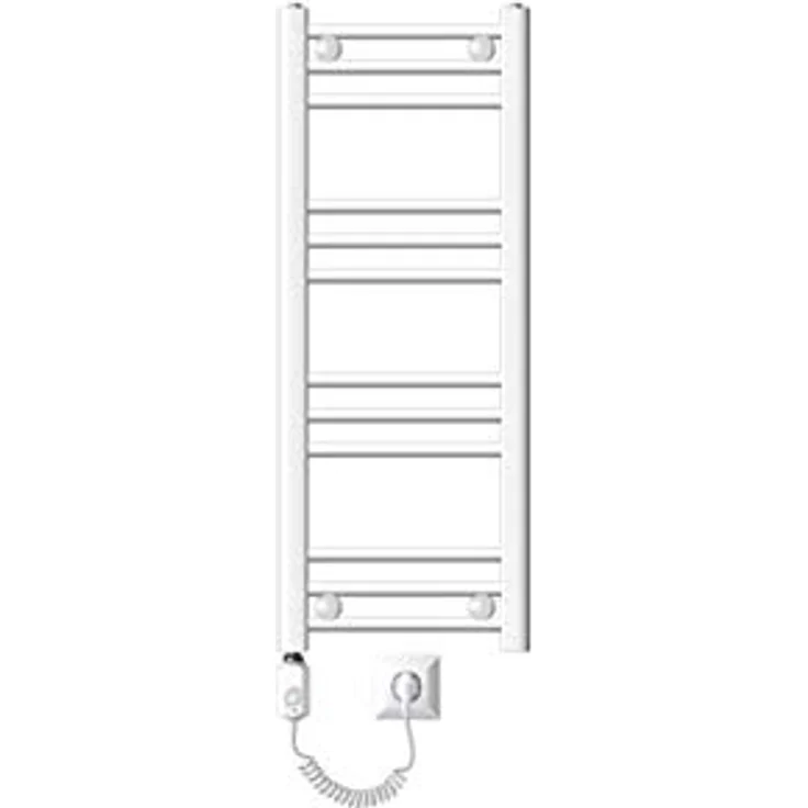 LuxeBath Elektro-Badheizkörper, weiß, 300W Heizleistung, inkl. digitalem Thermostat und Timer-Modus (B x H: 3 x 80 cm) – Bild 2