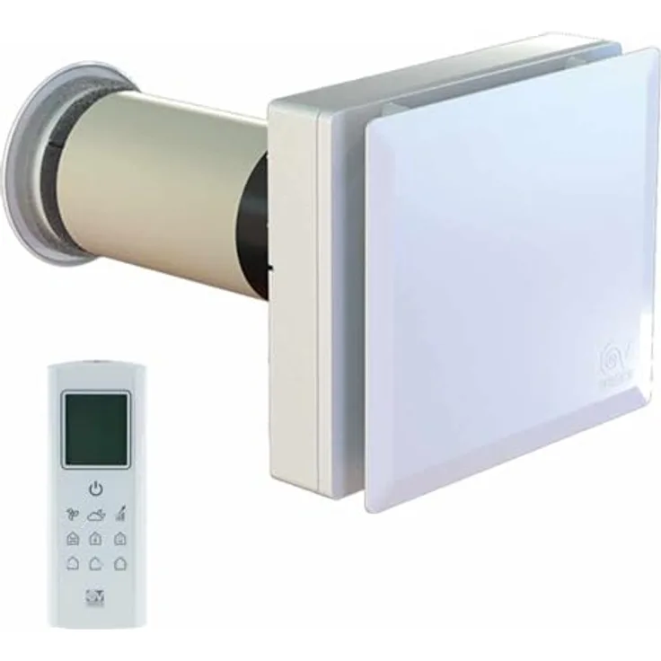 Thermorex HRW Ø100 Multicom, Belüftungsventilator mit Fernbedienung, 39 m³/h, weiße Wandmontage, leiser Betrieb 50 dB, energieeffizient 5,2 W