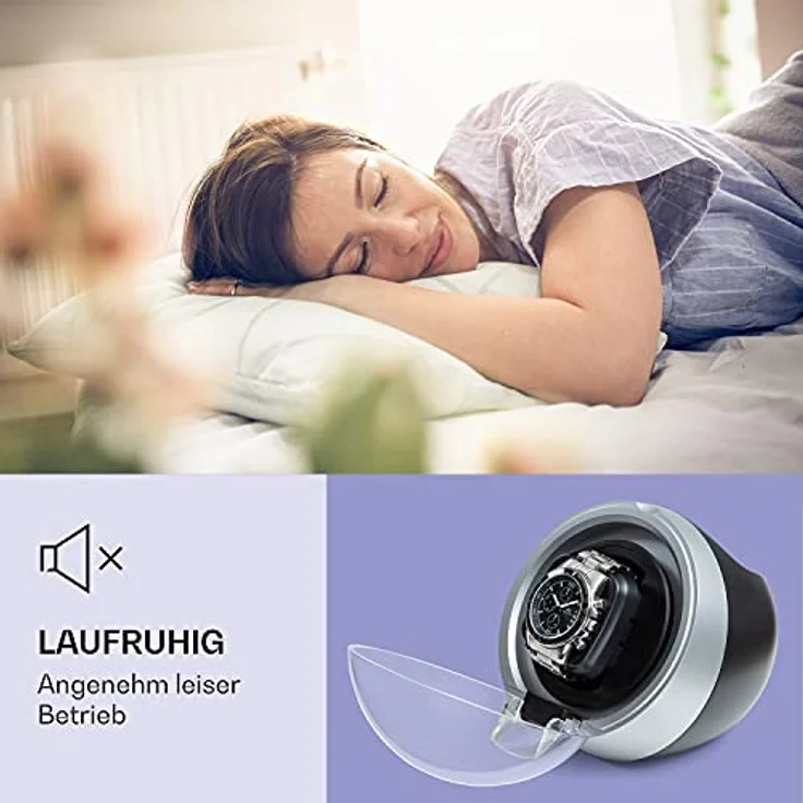 St. Gallen ll Premium Uhrenbeweger 4 Geschwindigkeiten 3 Rotationsmodi Silber – Bild 5